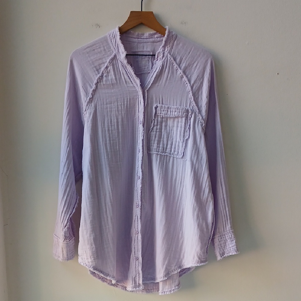 aerie Lavender Button-Up Tunic Top